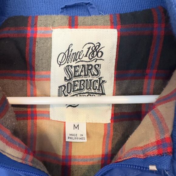 Sears Roebuck Vintage 70s 80s Men’s Plaid Lined Bomber Jacket Size M Blue - Picture 3 of 13